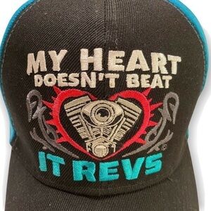 One Shot My Heart Doesn’t Beat It Revs Eng Motor Hat Cap Men OS Adj
